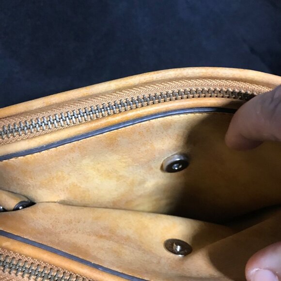 PinkStix Faux Leather Tan Crossbody Bag Purse Chettah Print Lining - Picture 10 of 13